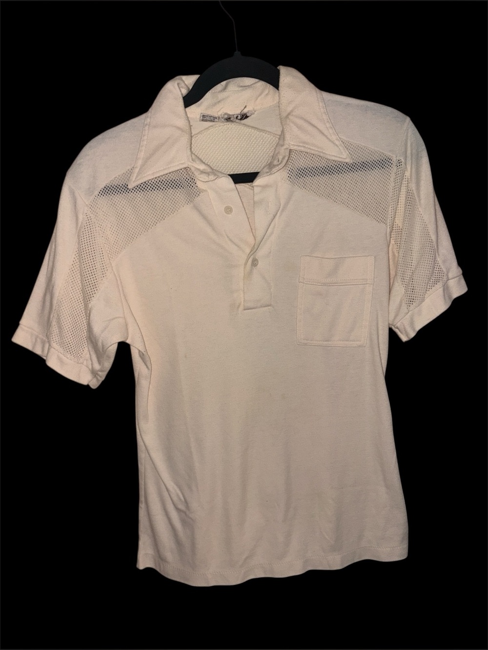 Vintage Mark Ellis cream polo mesh detail medium